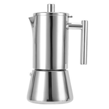 Imagem de ZIZEV Cafeteira italiana de 6 xícaras com aço inoxidável 304 para fogões elétricos a gás de indução em casa festa acampamento, 6 xícaras, compatível com fogão a gás de indução