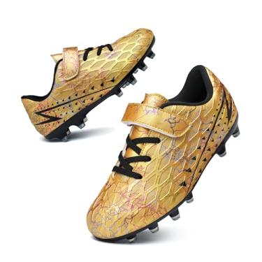 Imagem de Hanani Chuteiras de futebol para meninos e meninas para crianças, chuteiras de futebol de cano alto, chuteiras de futebol juvenil, para uso externo/interno, Dourado, 11.5 Little Kid