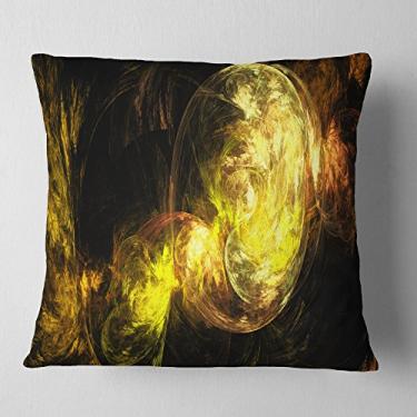 Imagem de Designart Manta abstrata dourada fumê colorida, sala de estar, sofá, enchimento de almofada + capa de almofada impressa em ambos os lados 40,64 cm x 40,64 cm