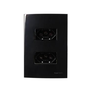 Imagem de Tomada Dupla MarGirius Sleek 2P+T 10A com Placa 4x2 Preto Ebony, Preto