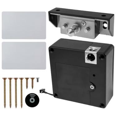 Imagem de Fechadura de armário oculta, fechadura eletrônica inteligente, sem furadeira, fechadura invisível para armário com 2 cartões, conjunto de trava de gaveta sem chave