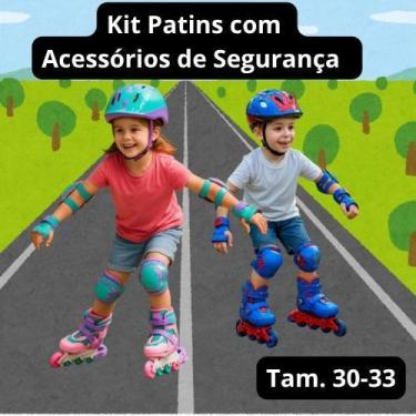 Imagem de Kit Patins 2 em 1 com Acessórios de Segurança Tamanho P ajustável do n