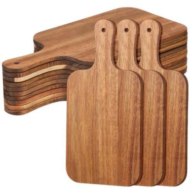 Imagem de Tábua de corte Zubebe Wood 12 peças de acácia 15x7cm com alça