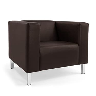 Imagem de Poltrona Asthor corano marrom café pés cromado