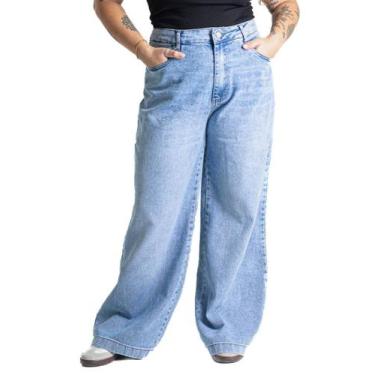 Imagem de Calça Jeans Sawary Plus Size Wide Leg Petit - 280664 - Azul claro 46, 