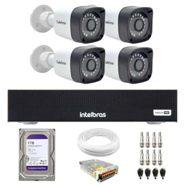 Imagem de Kit 4 Câmeras Tudo Forte TF 2020 B Full HD Bullet Visão 20M IP66 + DVR Gravador Intelbras MHDX 3104-C 4 Canais + HD 1TB