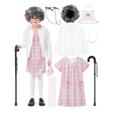 Imagem de Fantasia FancyFun Old Lady para crianças de 100 dias de escola de 5 a 