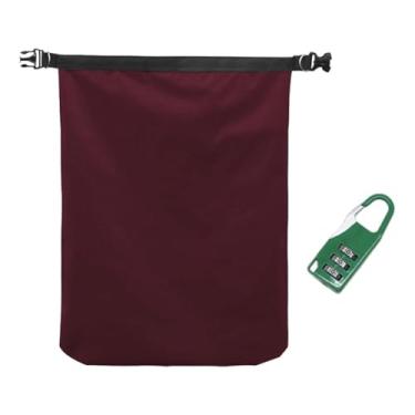 Imagem de Generic Bolsa para capacete com fivela e trava de combinação, bolsa para capacete multiuso à prova de poeira, 50x70 cm para motociclistas, Vermelho Escuro