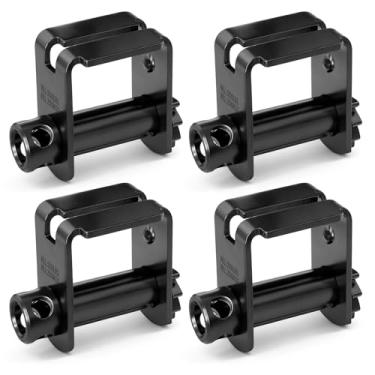 Imagem de SENKEYFE Guincho de reboque deslizante de perfil padrão, guincho de carga de reboque plano de aço sólido de 2,5 kg para trilhos L duplos, guincho de 10 cm comporta até 20 pés de correia, guincho de