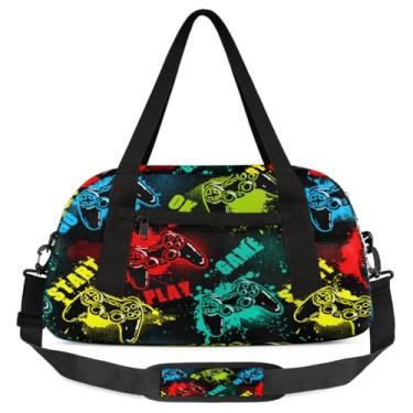Imagem de Bolsa de viagem de academia para meninos – Bolsa infantil de fim de semana com bolso frontal com zíper para prática escolar, bolsas de mão para adolescentes, Jogo 2, jogo