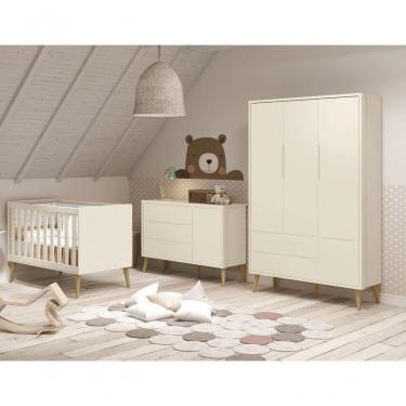 Imagem de Jogo De Quarto Para Bebê Completo 3 Portas Théo New Areia Fosco Com Natural - Moveisaqui