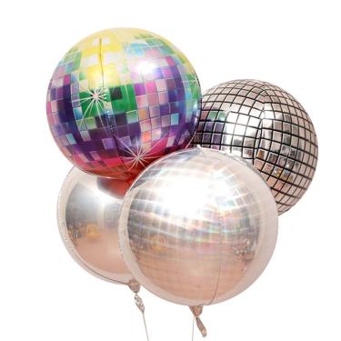 Imagem de Conjunto de balões metalizados Disco Ball, espelho holográfico 4D, 4 unidades