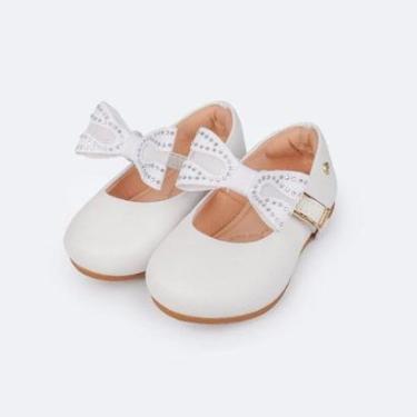 Imagem de Sapato Infantil Pampili Mini Angel Laço Tela Strass Branco-Feminino