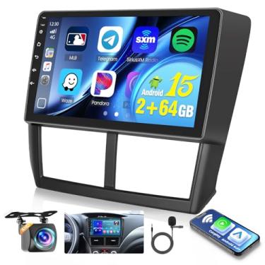 Imagem de Hikity 2 + 64 GB Android 13 estéreo para carro Subaru Forester Impreza WRX 2008-2012 rádio com link de espelho automotivo sem fio Carplay Android, tela sensível ao toque, GPS, WiFi, Bluetooth, FM RDS,