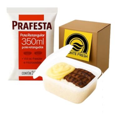 Imagem de Monte Fresh Pote Retangular com Tampa, 350ml, Plástico Transparente, Próprio para Micro-ondas, 10 Unidades, para Armazenamento de Alimentos, 15x12x15cm