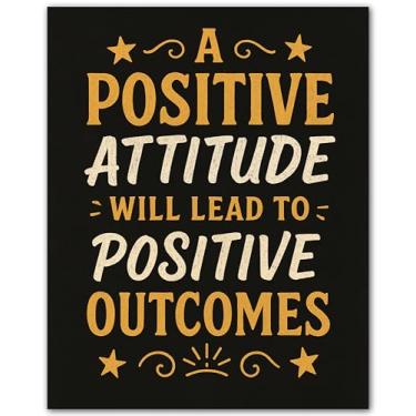 Imagem de ZUKIY A Positive Attitude Will Lead to Positive Outcomes - Cartazes motivacionais para sala de aula - Arte de parede com citação inspiradora - Decoração de escritório escolar - Pôster de incentivo