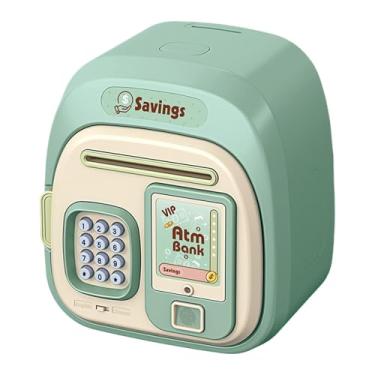 Imagem de Banco ATM para crianças,ATM para crianças - Banco de dinheiro eletrônico para crianças com bloqueio de senha,Banco de mesa brinquedo economizador de dinheiro armazenamento caixa de dinheiro para anive
