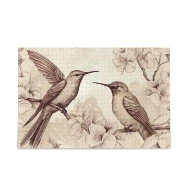 Imagem de WELLDAY Quebra-cabeça vintage pássaros 1000 peças grande jogo de arte para adultos adolescentes