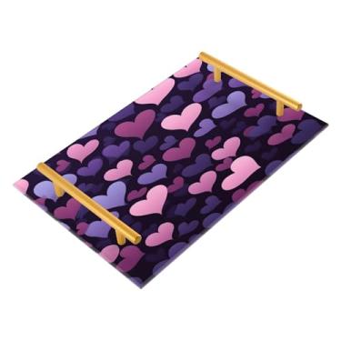 Imagem de Wassud Bandeja de banheiro com padrão romântico em forma de coração, bandejas de perfume, alça de maquiagem, mesa de balcão de cozinha, 30 x 20 cm