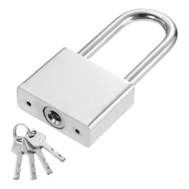 Imagem de PATIKIL Trava resistente de 48 mm, 1 cadeado de liga de aço de alta segurança com 4 chaves para janela de porta de armazenamento de contêiner de transporte de armazém (H: 97 mm