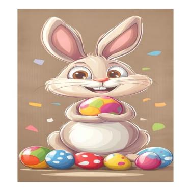 Imagem de Qilmy Capa magnética para máquina de lavar louça, ovos de páscoa e coelhos fofos, 58 x 66 cm, capa decorativa para geladeira para porta frontal, adesivo, máquina de lavar, painel de geladeira