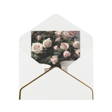 Imagem de Xícaras de chá com rosas românticas e surradas, cartões comemorativos para todas as ocasiões, cartões de notas em branco versáteis com envelopes 11,4 x 15,2 cm