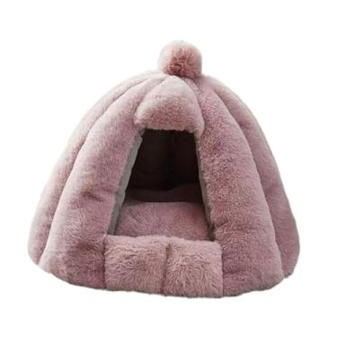 Imagem de WeiLaiKeQi Cama quente para cães, semifechada, lavável, macia, para gatos, tenda para cães pequenos e médios, piso para gatinhos, inverno, Rosa, L