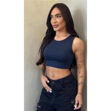 Imagem de Cropped Zara Feminino - Blusa Estilosa e Confortável, GG, Azul