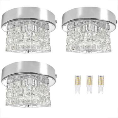 Imagem de Kit 3 Spot Cristal Sobrepor Quadrado Prata Polido Bet45 + - Acienda