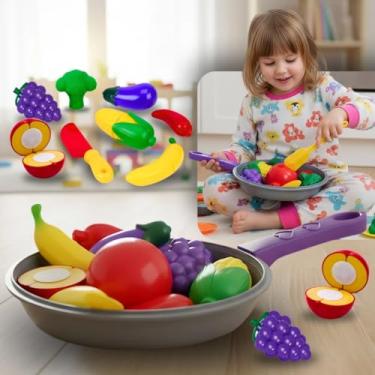 Imagem de Feirinha Educativa Para Criança Legumes E Frutas Simples Kit Cozinha Brinquedo Fast Food