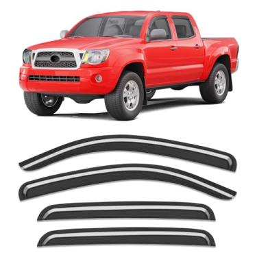 Imagem de CZShiYue Protetores de chuva com fita adesiva para caminhão Toyota Tacoma 2005-2015 cabine dupla extragrossa protetor de chuva defletores de janela viseiras de ventilação persianas de ventilação