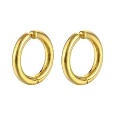 Imagem de Brincos De Argola Falsos Clássicos Unissex Em Aço Inoxidável, Clip-On,