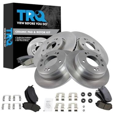 Imagem de TRQ Kit de freio dianteiro e traseiro e rotor de cerâmica compatível com Hyundai Tucson 2013-2015 2012-2016 Kia Sportage