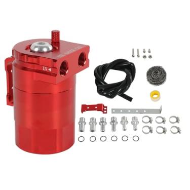 Imagem de RALZAOTO Kit de lata de captura de óleo de 300 ml, tanque de reservatório de óleo separador de óleo de alumínio com 3/20.3 cm ID 5FT NBR kit de mangueira de linha de combustível universal (vermelho)