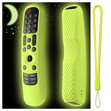 Imagem de Phefop Capa de Silicone para Controle Remoto, Capa Protetora à Prova de Choque para Mr21ga Mr21gc Com Aderência Antiderrapante e Cordão para Controle Remoto de Tv (Verde Luminoso)
