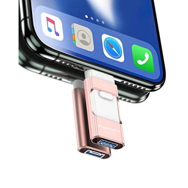 Imagem de Flash Drive de 128 GB para telefone/pad/Android/PC/laptop, precisa de aplicativo (rosa, E6)