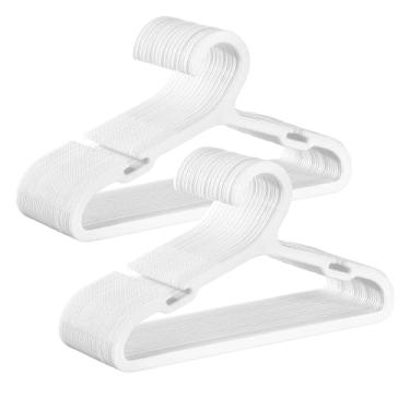 Imagem de SONGMICS Cabides para bebês, pacote com 60, cabides infantis de plástico para armário, 28 x 15 cm, para crianças de 0 a 6 anos, economia de espaço, antiderrapante, branco nuvem UCRP080W01