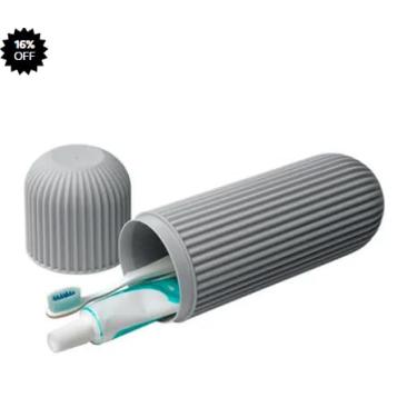 Imagem de Porta Escovas Dente Pasta Dental Texturizado Guardar Para Viagem Escola Trabalho Ferias Estojo Organizador De Banheiro (Cinza)