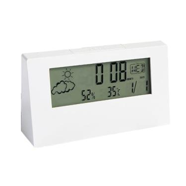 Imagem de Relógio de Mesa Transparente com Alarme Digital Função Data Temperatura e Umidade Design Moderno Pequeno para Decoração Quarto Escritório Lar Presente