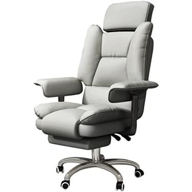 Imagem de Cadeira executiva cadeiras executivas cadeira giratória de couro para computador com apoios de braço, cadeira de escritório moderna com apoio de pernas retrátil, cadeira gerencial reclinável de grande