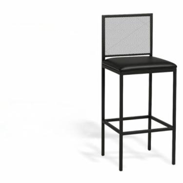 Imagem de Banqueta Industrial Preta 99cm - Aço Carbono 180kg - Assento Impermeável e Encosto Malha