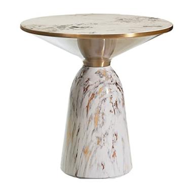 Imagem de Mesa central moderna redonda pequena mesa lateral sala de estar decorativa de ardósia armazenamento mesa de centro quarto mesa de cabeceira