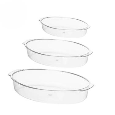 Imagem de Travessas (Pequena,Média,Grande) travessa de Prático e Leve, Ideal para Servir Saladas, Petiscos, Bolos e Churrasco para Festas, Refeições em Família (P M G)