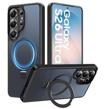 Imagem de Halokin Capa para Samsung Galaxy S26 Ultra com suporte magnético invisível, [compatível com MagSafe] [proteção militar contra quedas] Capa fosca translúcida fina à prova de choque para S26 Ultra