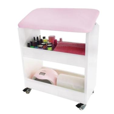 Imagem de Apoio Carrinho Auxiliar de Pé Perna Para Manicure Pedicure 45 * 50 * 22cm(Rosa Claro)