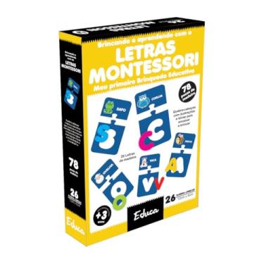 Imagem de Jogo Pedagógico Descobrindo As Letras Montessori 78 Peças Educativo Infantil de Madeira Brinquedo Didático Alfabetização