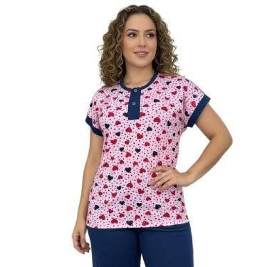 Imagem de Pijama Pescador Bermuda Malha Estampado Feminino Cores Variadas - Gené