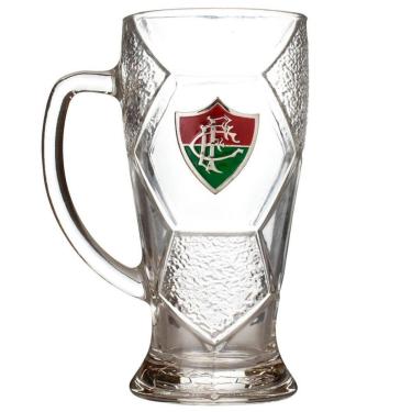 Imagem de Caneca Chopp Vidro Bola Futebol 630ml Tricolor Fluminense-Unissex