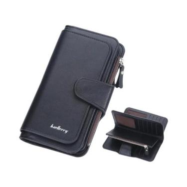 Imagem de Carteira Feminina Grande De Couro Com Múltiplos Compartimentos, Porta-