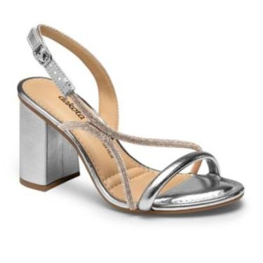 Imagem de Sandália Feminina Salto Bloco Prata Dakota Y8763-0002-Feminino